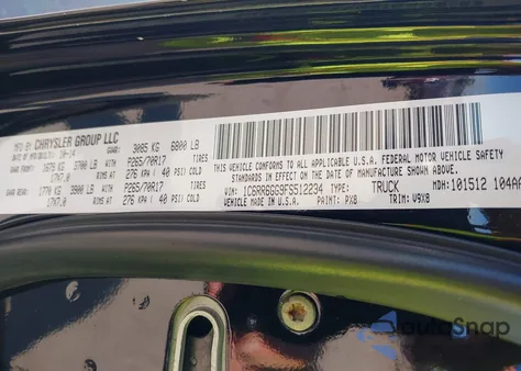 2015 Ram 1500 Slt из США, поврежденный, VIN 1C6RR6GG9FS512234